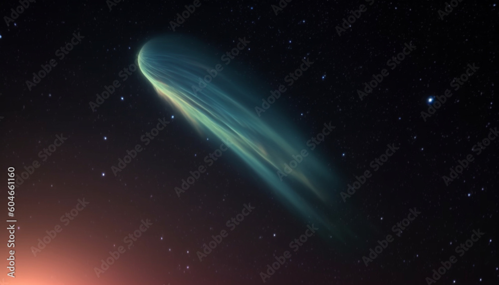 Night sky glows with starry constellation in deep space landscape generated by AI