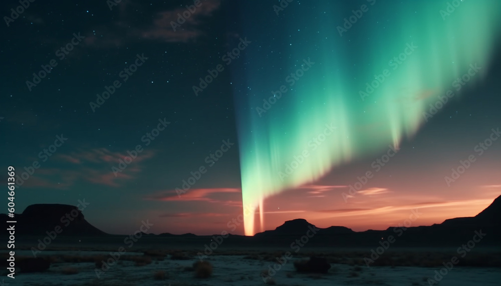 Majestic mountain range illuminated by vibrant Milky Way galaxy generated by AI