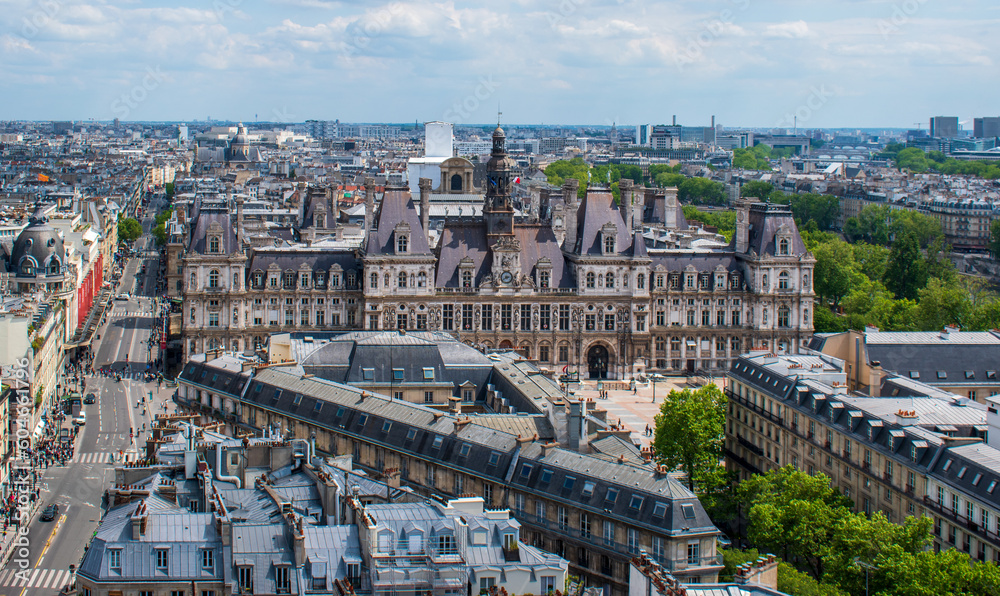 Vue aérienne de la Mairie de Paris, France