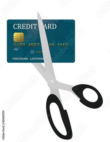 Scissors cut credit card. vector