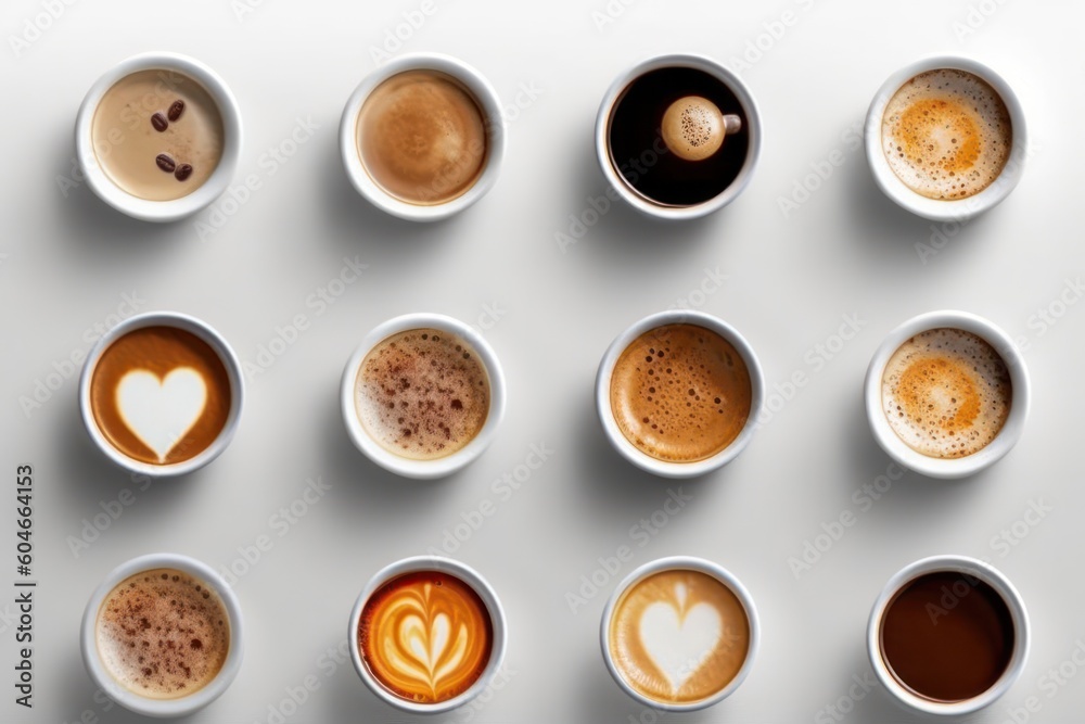 Generative AI collection mix a cup espresso top view Food Photography Generative AI collection mix a cup espresso top view Food Photography