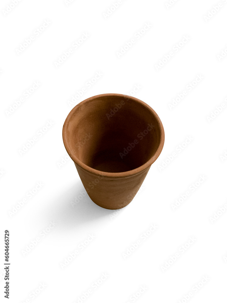 Brown Plane Mitti Glass with white background