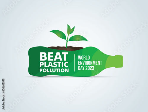 #BeatPlasticPollution, World Environment day concept 2023 vector background. 