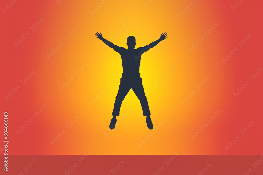 man jumping in silhouette form, great for design projects related to sports, fitness, and action. Generative AI Technology.