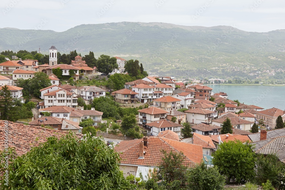 The beautiful historic town of Ohrid, Macedonia, situated along the Lake Ohrid