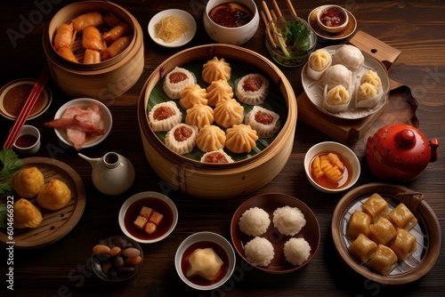 Generative AI Dim sum or dinxin is one of the most popular Cantonese Food Photography