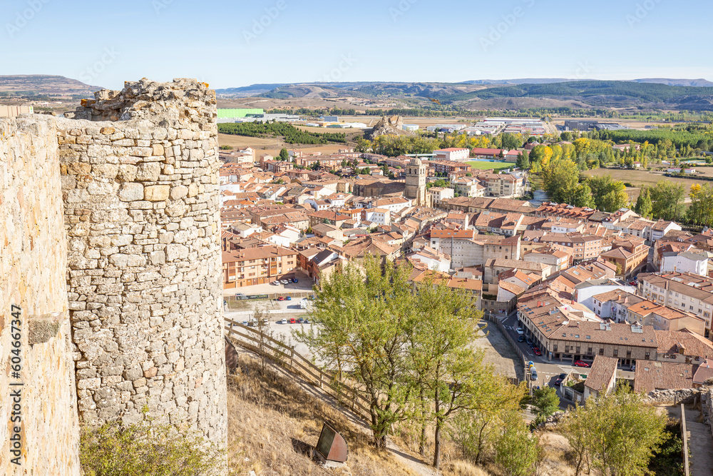 a view from the castle over Aguilar de Campoo, province of Palencia, Castile and León, Spain