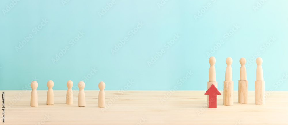 Red arrow and people figures. Leadership and growth concept Red arrow and people figures. Leadership and growth concept