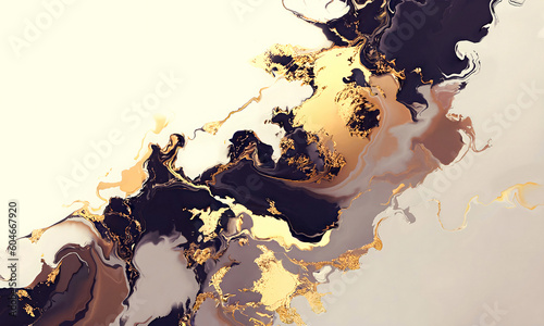 Ink abstraction blackly gold on a light background
 photo