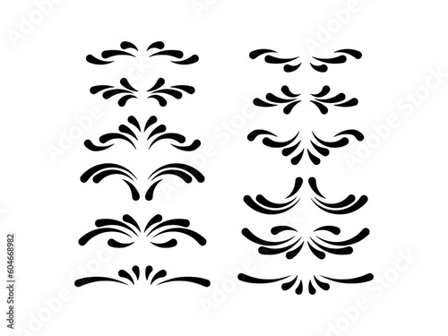 Set of text delimiters ornaments. vector collection of curls, swirls divider and filigree for classic vintage design elements, illustration.