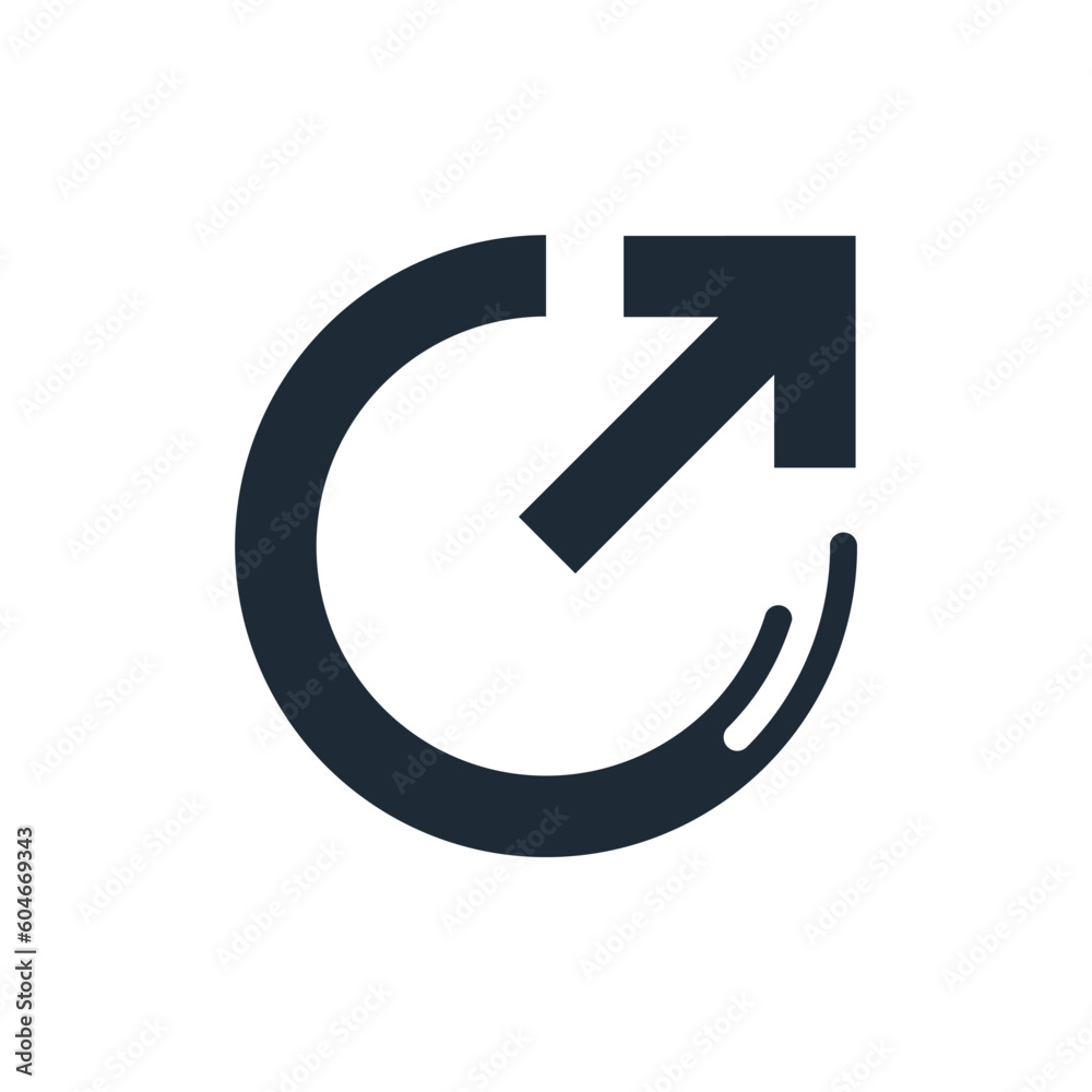 Round button with arrow move up.Сreative trendy professional arrow logo design template.Vector linear icon illustration isolated on white background.