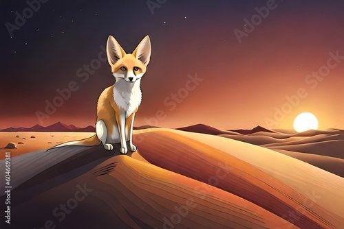 Fennec fox in the night desert Generativ AI