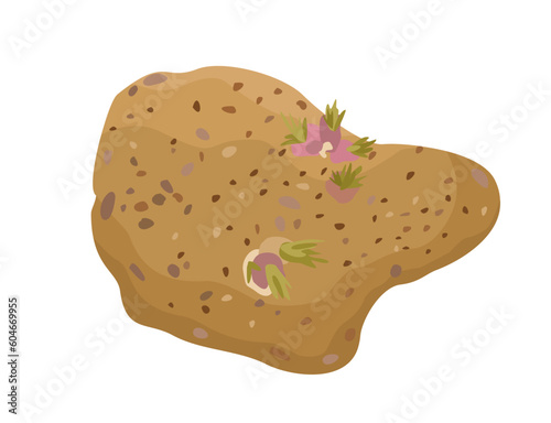 Potato plant. Imperfect vegetable. Vector isolated illustration. Realness concept.