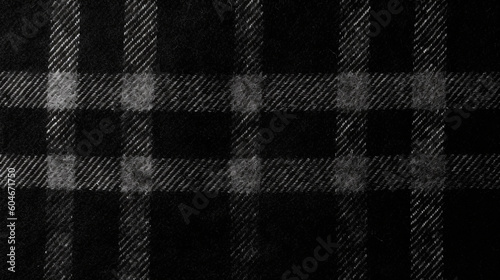 Black and White Checkered Flannel Fabric Texture Background - Plaid - Textile Material - Generative AI