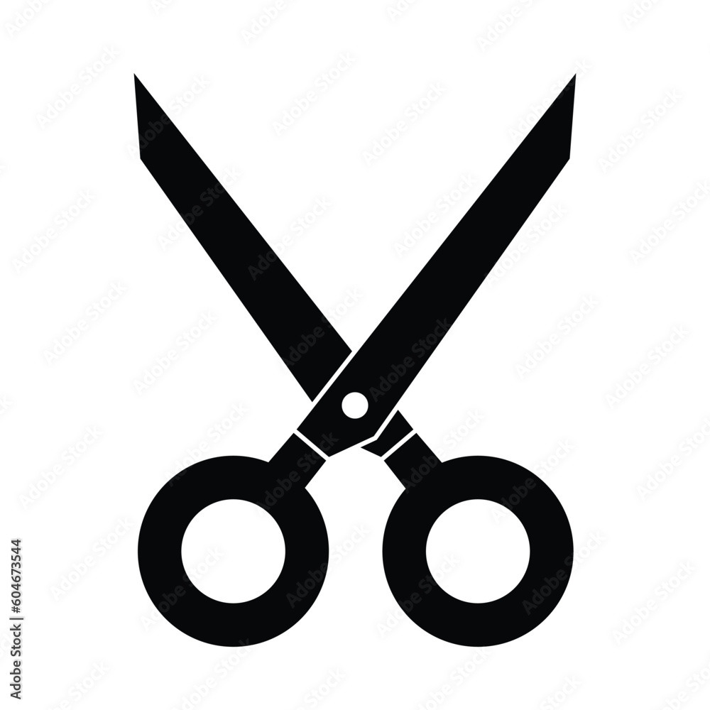 Black scissor icon on white background Black scissor icon on white background