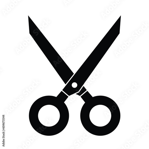 Black scissor icon  on white background