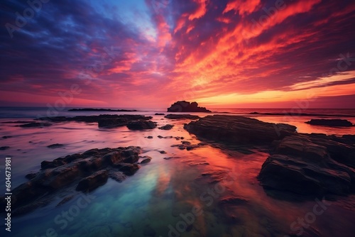 Vibrant Ocean Sunset Nature s Dazzling Palette. AI