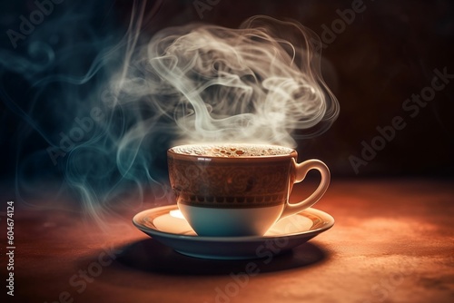 Steamy Hot Coffee A Cup of Comfort. AI