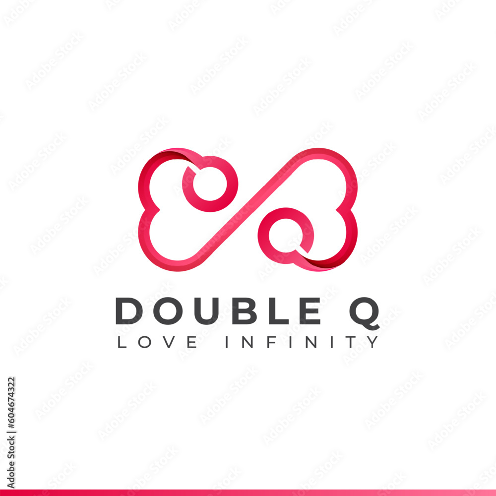 Letter Q Infinity Logo design and Endless love symbol for Valentine's day Wedding Dating and Charity concept