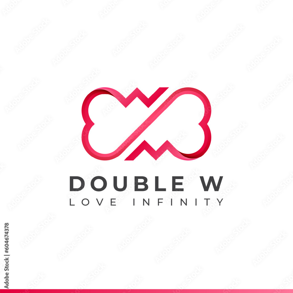 Letter W Infinity Logo design and Endless love symbol for Valentine's day Wedding Dating and Charity concept Letter W Infinity Logo design and Endless love symbol for Valentine's day Wedding Dating and Charity concept