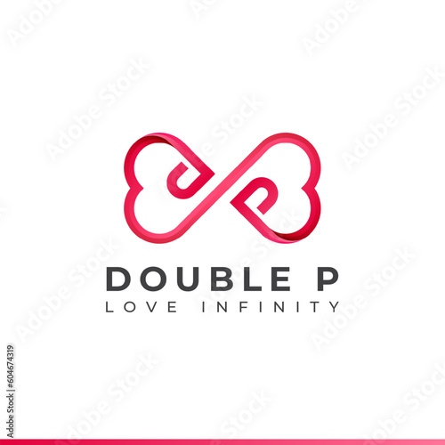 Letter P Infinity Logo design and Endless love symbol for Valentine's day Wedding Dating and Charity concept