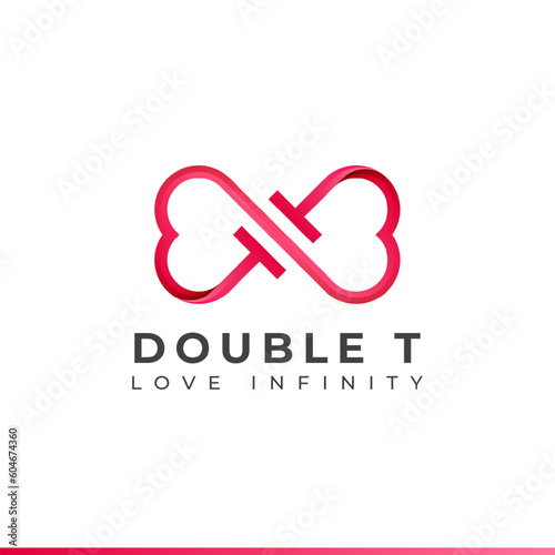 Letter T Infinity Logo design and Endless love symbol for Valentine's day Wedding Dating and Charity concept