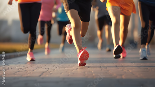 Biegające dzieci, młodzi sportowcy biegają w wyścigu dla dzieci, biegają na nogach po mieście, biegają w świetle poranka