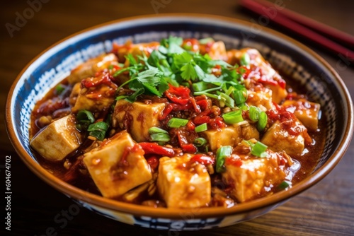 Generative AI Mapo tofu is a popular Chinese dish from Sichuan province Food Photography