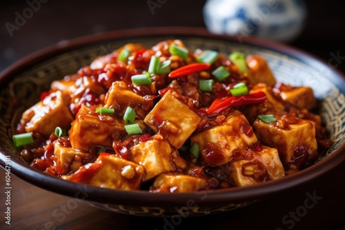 Generative AI Mapo tofu is a popular Chinese dish from Sichuan province Food Photography