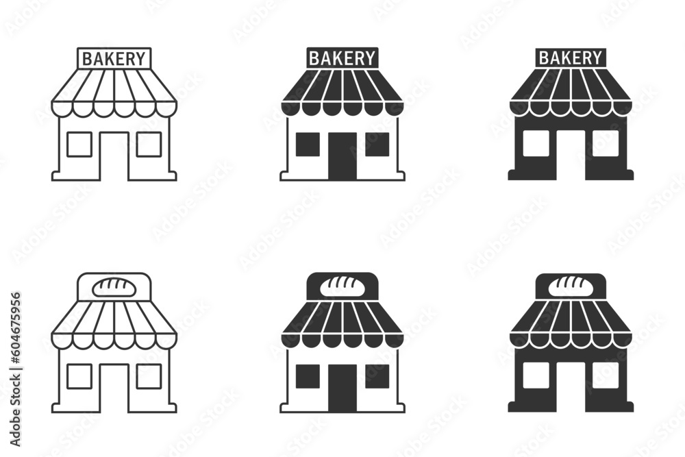 Bakery shop icon set. Vector illustration.
