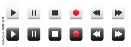 Multimedia player icon set. Vector illustration.