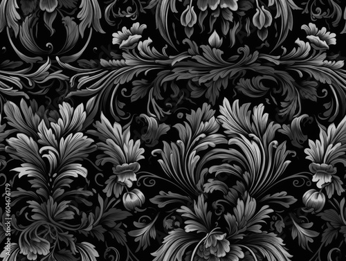 Seamless pattern Royal vintage Victorian Gothic background Rococo venzel and whorl 