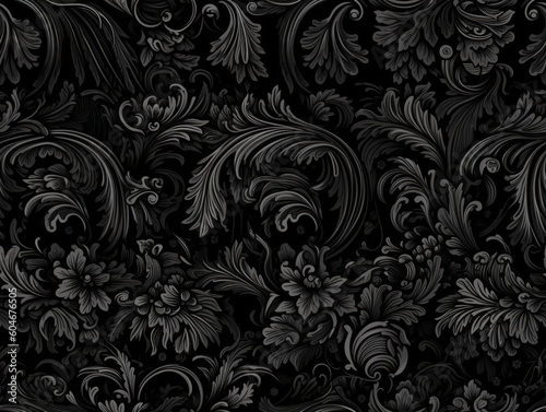 Seamless pattern Royal vintage Victorian Gothic background Rococo venzel and whorl created with Generative AI technology.