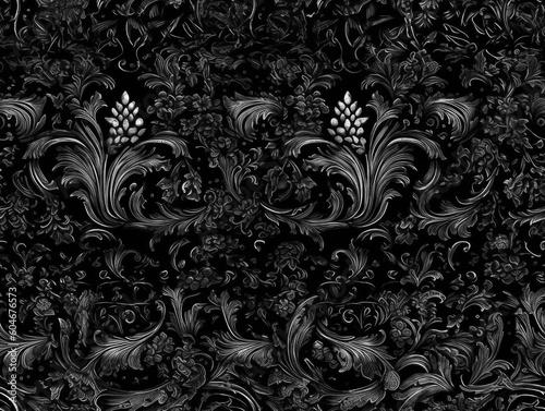 Seamless pattern Royal vintage Victorian Gothic background Rococo venzel and whorl  photo