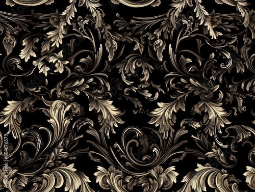 Obraz na płótnie Seamless pattern Royal vintage Victorian Gothic background Rococo venzel and whorl created with Generative AI technology