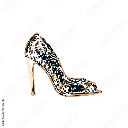 color sketch of women's shoes with transparent background