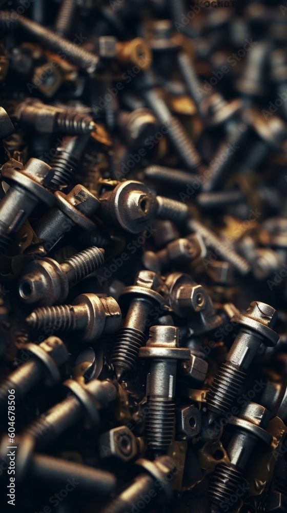 Nuts, bolts, screws background. Workshop. Mechanic. Generative AI Nuts, bolts, screws background. Workshop. Mechanic. Generative AI