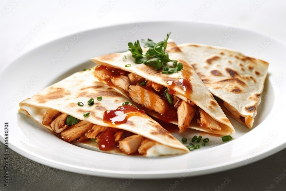 Generative AI Quesadilla chicken mexico in plate mexican food top view Food Photography