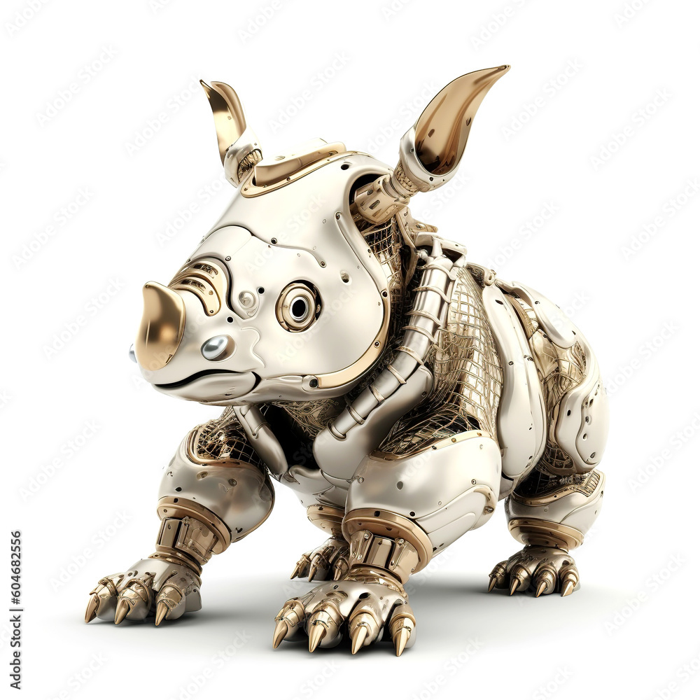unicorn robot on a white isolated background, generative AI unicorn robot on a white isolated background, generative AI