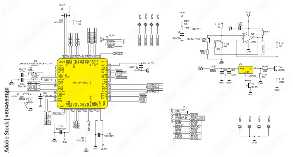 Connection Of Peripheral Devices To The Microcontroller Vector connection-of-peripheral-devices-to-the-microcontroller-vector