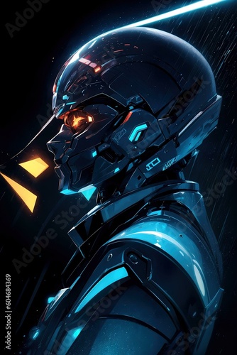 Futuristic Cyborg Helmet with Visor