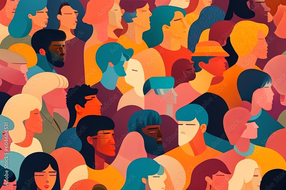 Crowded Group During Golden Hour Generative AI Crowded Group During Golden Hour Generative AI