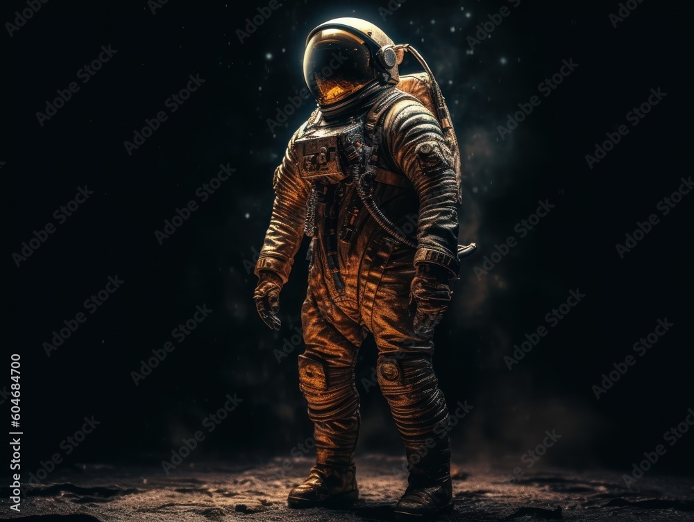 Astronaut in spacesuit against the background of the night sky Created with Generative AI technology