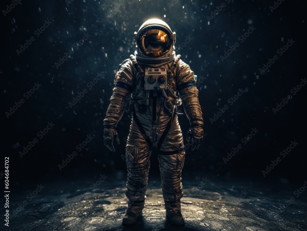 Astronaut in spacesuit against the background of the night sky Created with Generative AI technology Astronaut in spacesuit against the background of the night sky Created with Generative AI technology