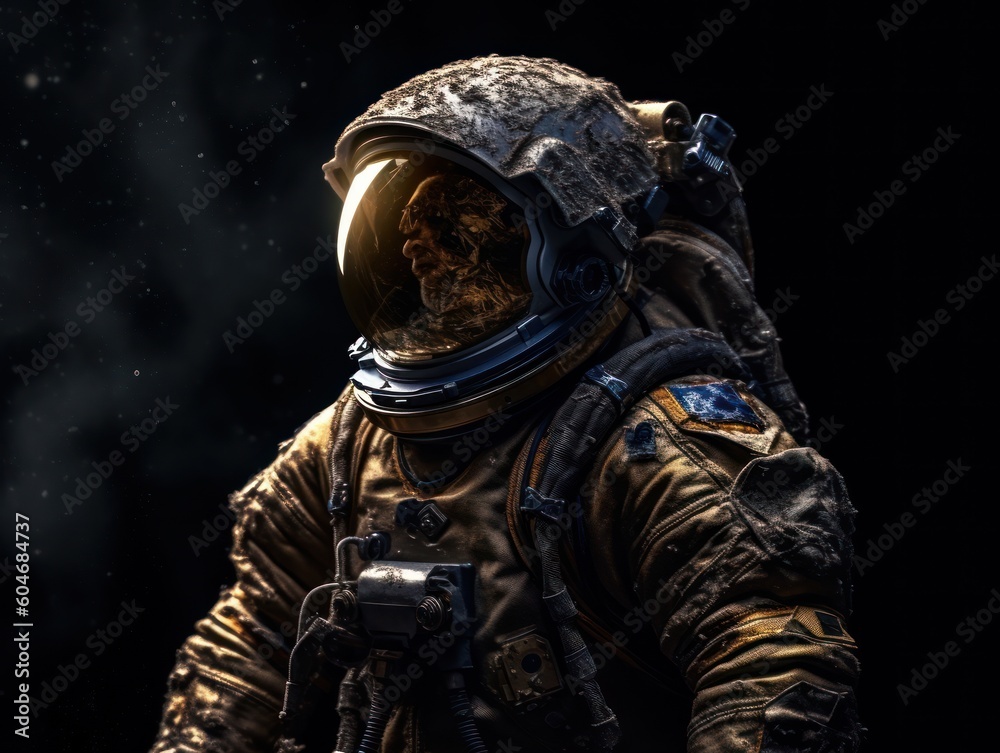 Astronaut in spacesuit against the background of the night sky Created with Generative AI technology Astronaut in spacesuit against the background of the night sky Created with Generative AI technology