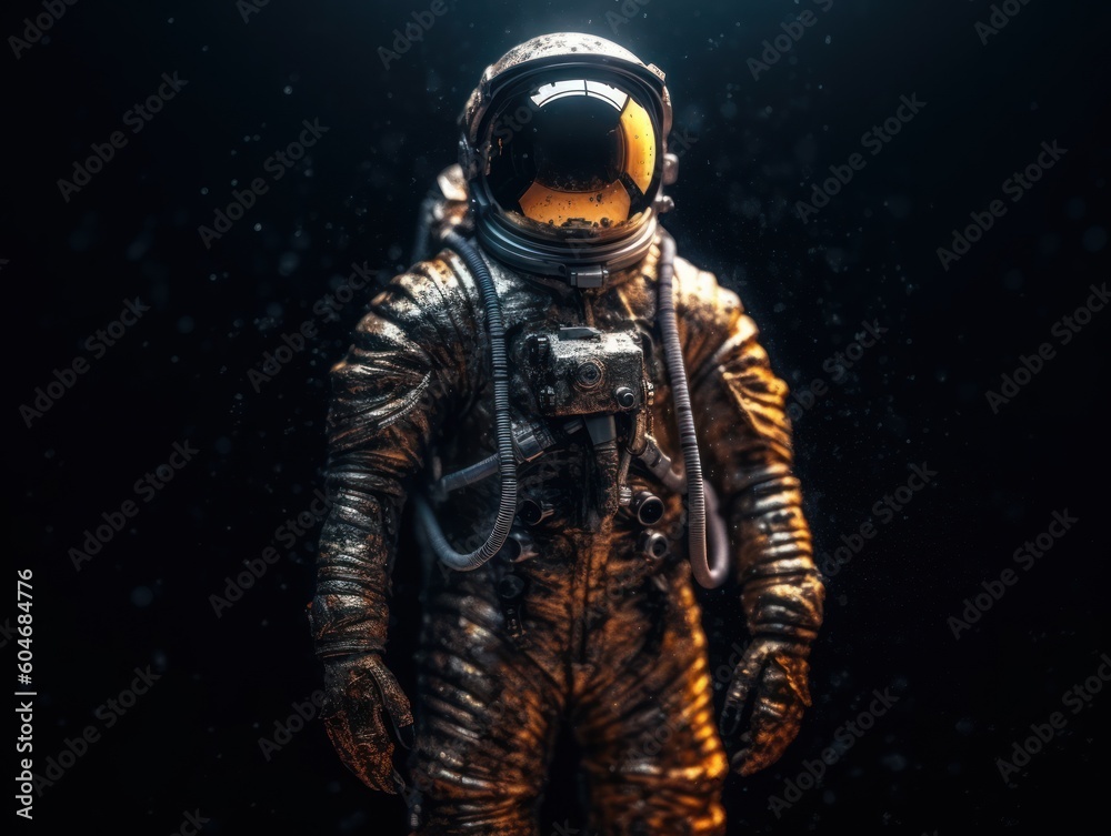 Astronaut in spacesuit against the background of the night sky Created with Generative AI technology Astronaut in spacesuit against the background of the night sky Created with Generative AI technology