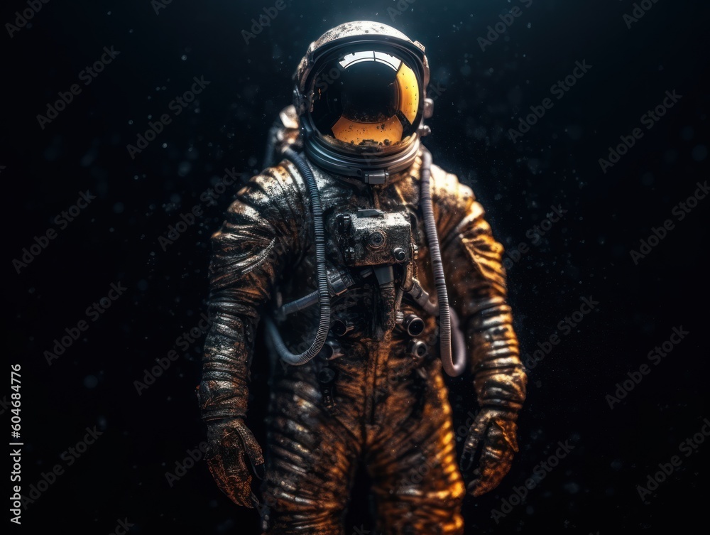 Astronaut in spacesuit against the background of the night sky Created with Generative AI technology