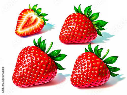 Strawberry on white background. Generative AI