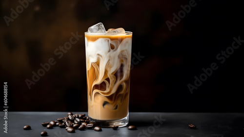 a black table topped with Iced coffee