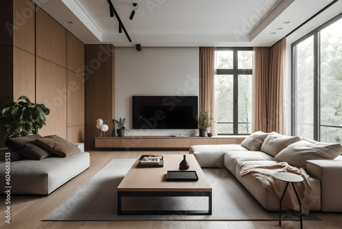 A minimalistic and bright living room with a futuristic feel © Milot